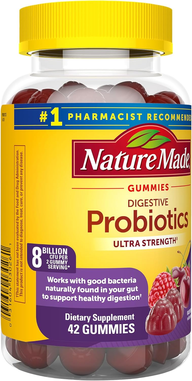 Ultra Strength Digestive Probiotic Gummies for Women and Men - 42 Gummies, 21 Day Supply