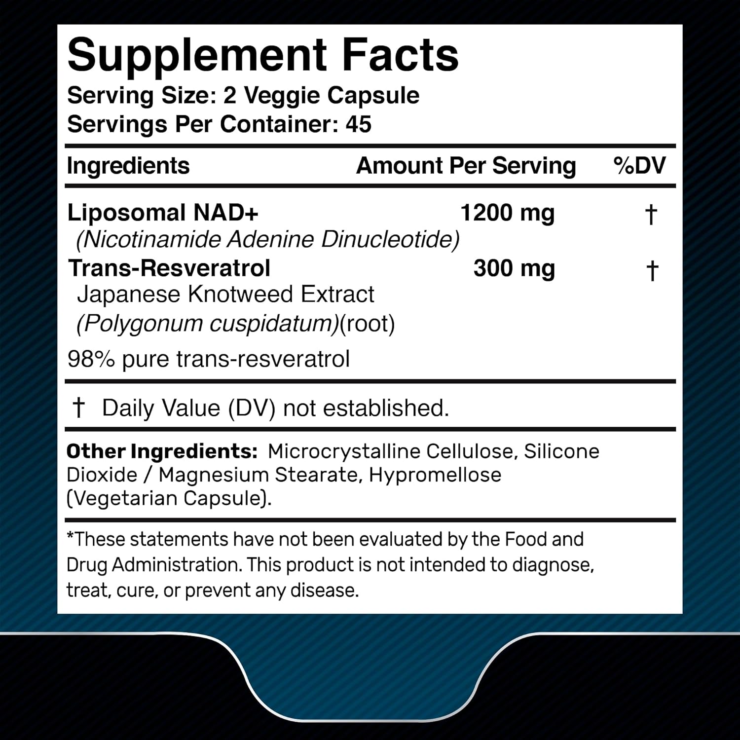 Ultra Strength Liposomal NAD+ Supplement with Resveratrol - 1500mg NAD Plus Boosting Capsules for Cellular Health, Stamina & Healthy Aging - Made in USA by Wellness LabsRX