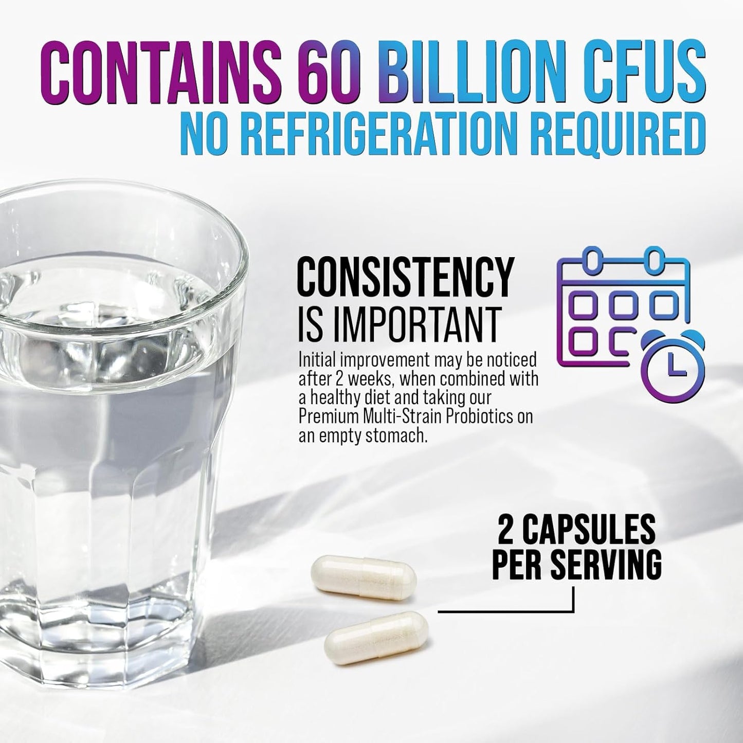 Ultra Strength Probiotic Supplement with 60 Billion CFU, 10 Strains - Digestive & Immune Health Support - 120 Capsules