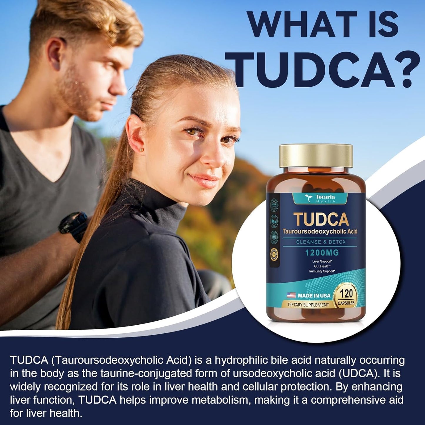 Ultra Strength Pure TUDCA Supplement - Pack of 2, 1200mg (Tauroursodeoxycholic Acid) Capsules for Liver & Gallbladder Cleanse - Vegan Liver Support
