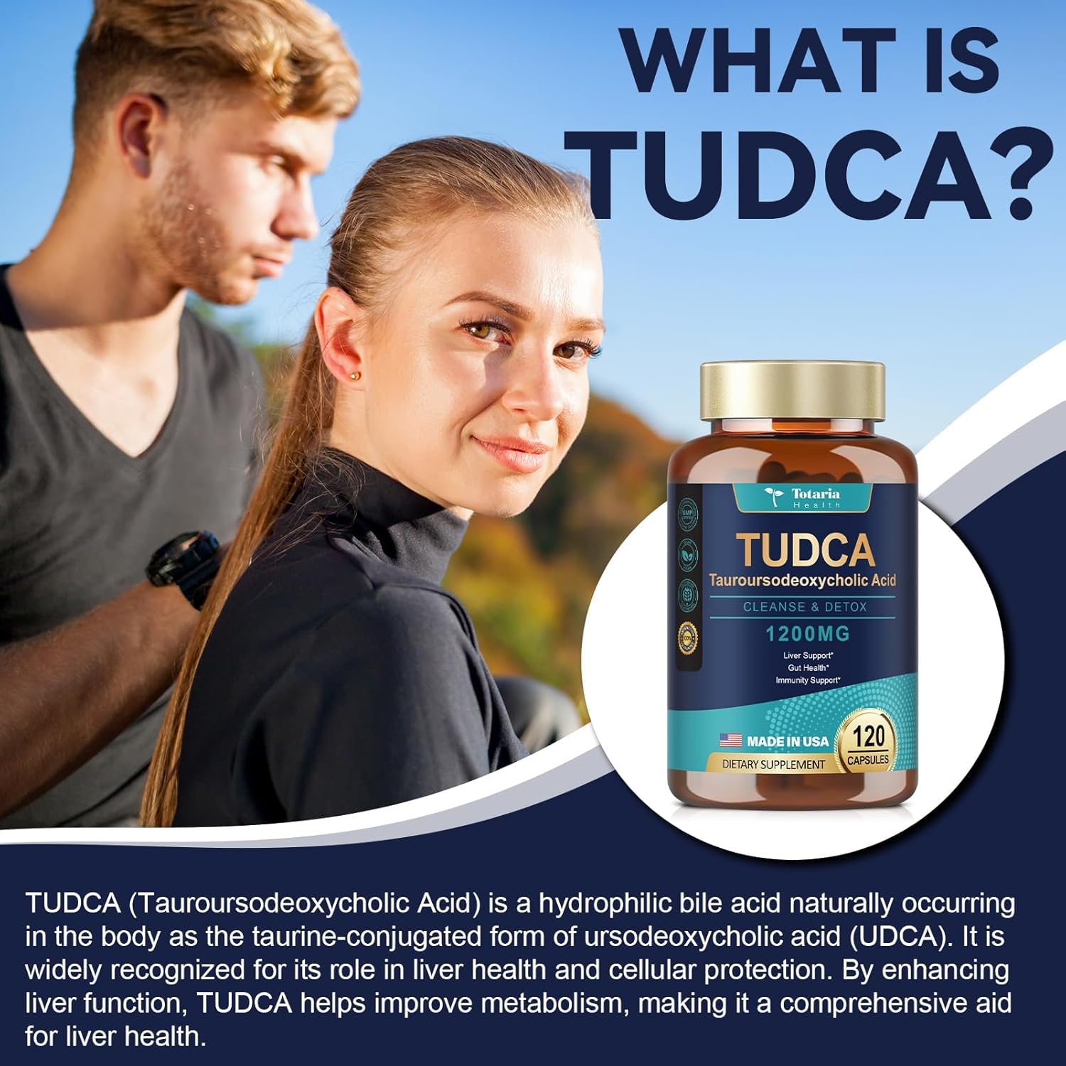 Ultra Strength Pure TUDCA Supplement - Pack of 2, 1200mg (Tauroursodeoxycholic Acid) Capsules for Liver & Gallbladder Cleanse - Vegan Liver Support