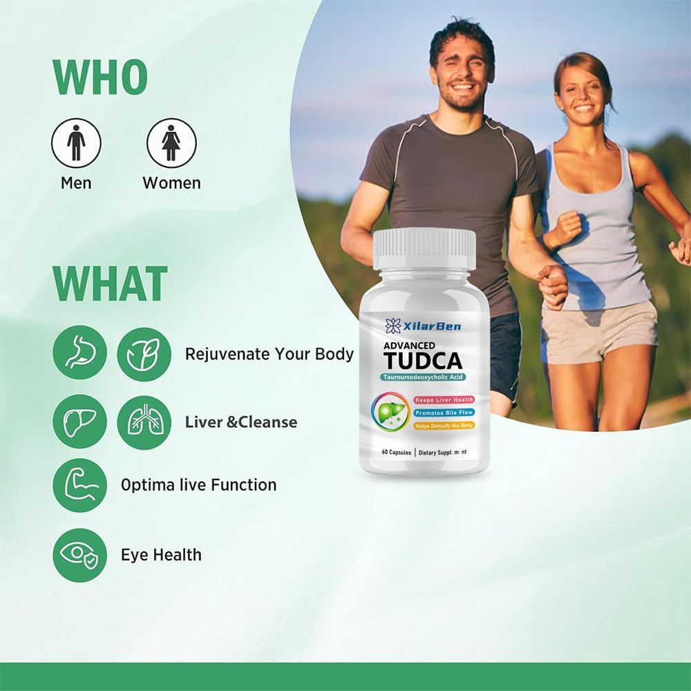 Ultra Strength TUDCA Supplement for Liver Support, Detox, and Repair - 1000mg Bile Salt - 60 Capsules