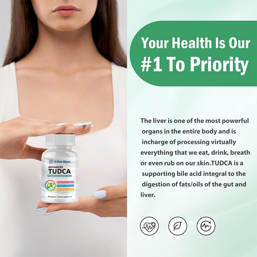 Ultra Strength TUDCA Supplement for Liver Support, Detox, and Repair - 1000mg Bile Salt - 60 Capsules