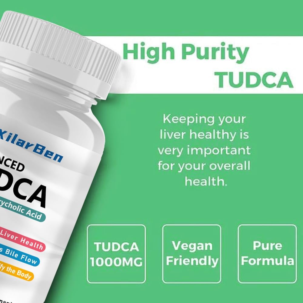 Ultra Strength TUDCA Supplement for Liver Support, Detox, and Repair - 1000mg Bile Salt - 60 Capsules
