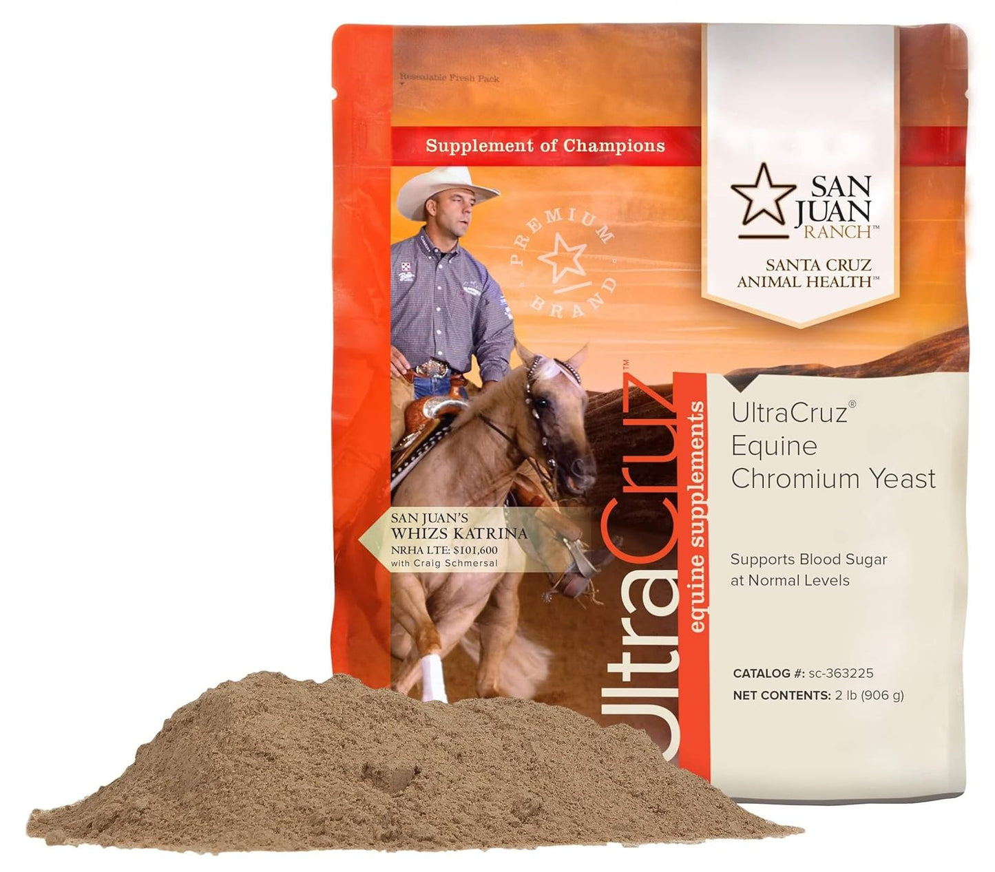 UltraCruz Equine Chromium Yeast Powder Supplement for Horses - 2 lb (454 Days)