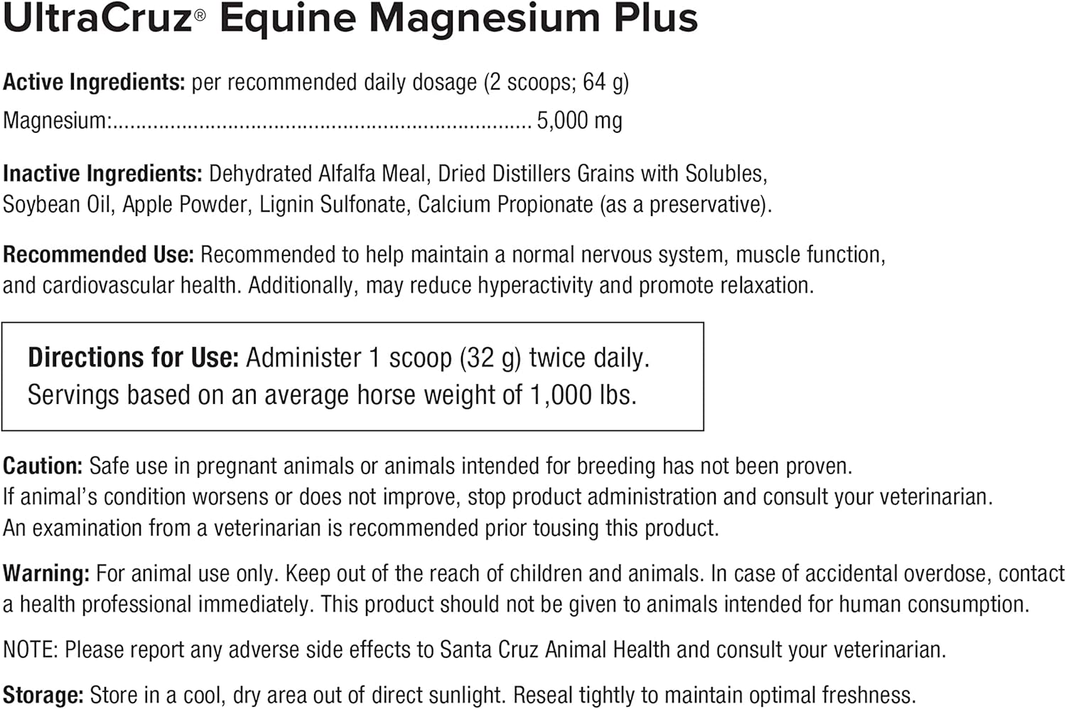 UltraCruz Equine Magnesium Plus Supplement - 10 lb Size