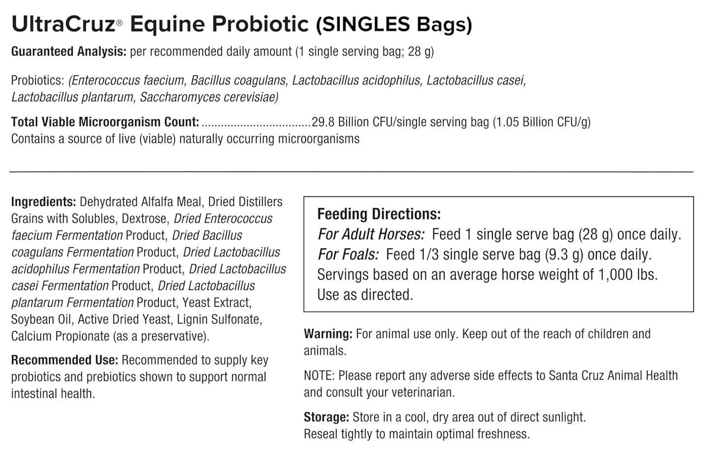 UltraCruz Equine Probiotic Pellets, 60 Day Supply - Horse Supplement