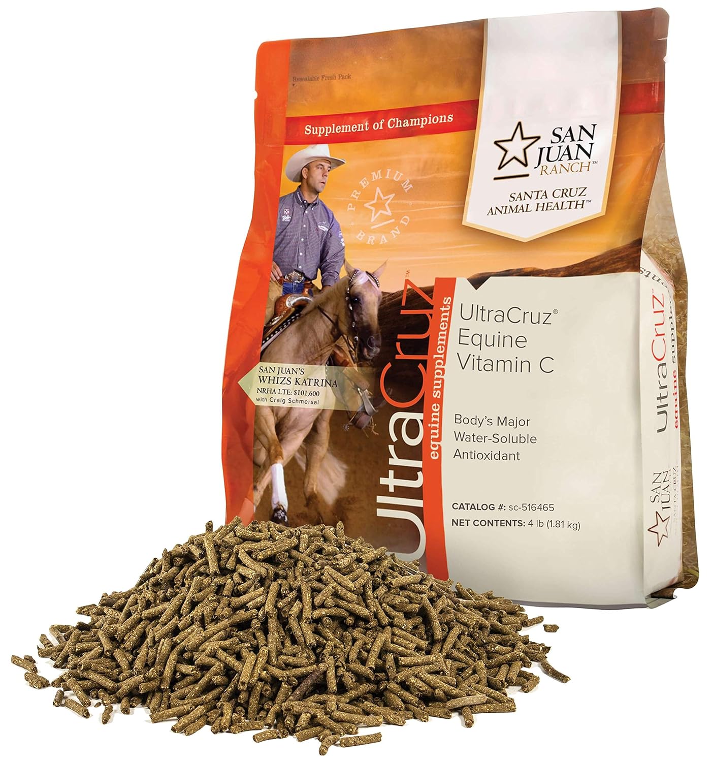 UltraCruz Equine Vitamin C Supplement for Horses - 4 lb Pellet - 32 Day Supply