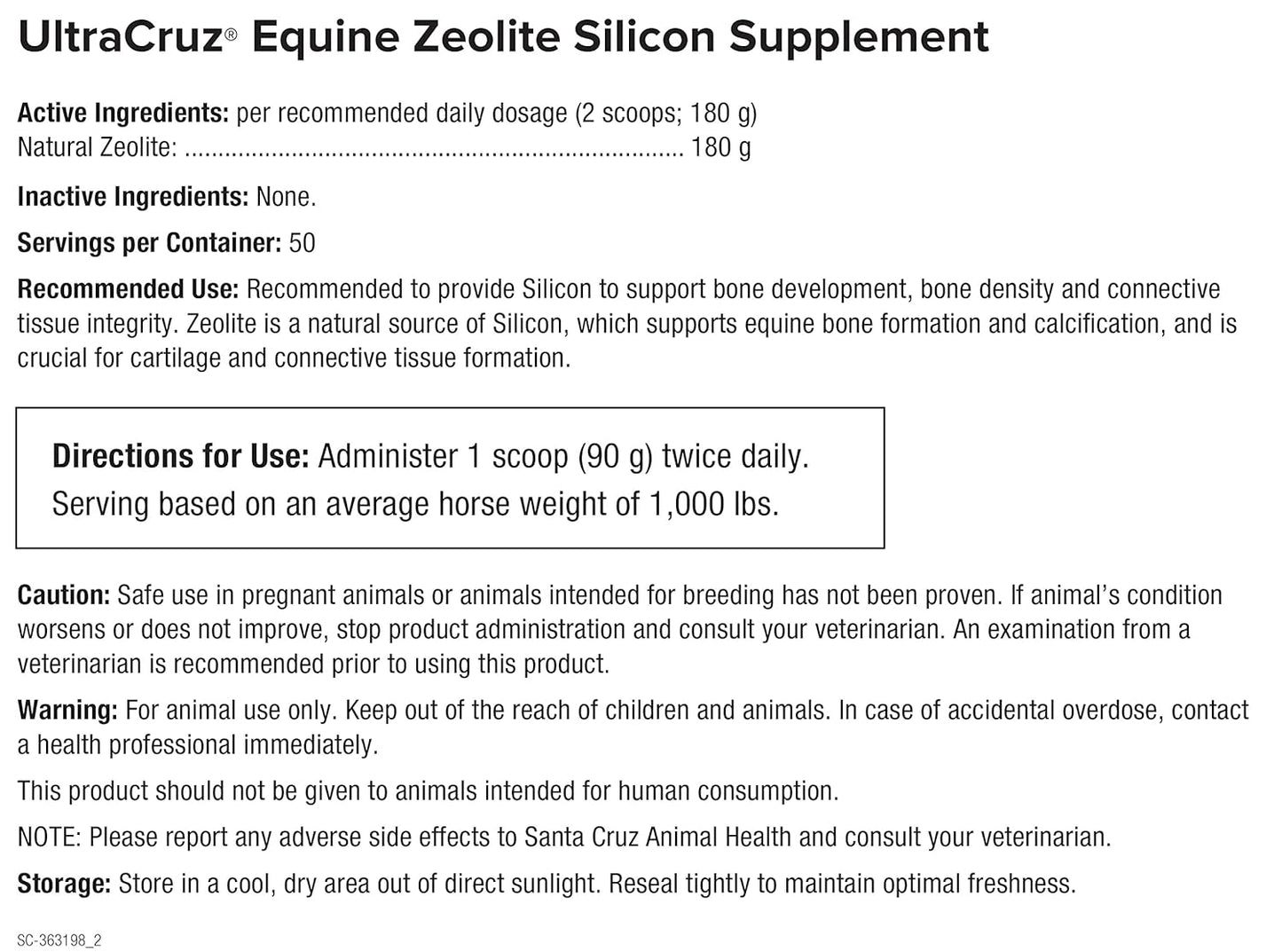 UltraCruz Equine Zeolite Silicon Supplement 10 lb Powder - Supports Horse Health - 25 Day Supply