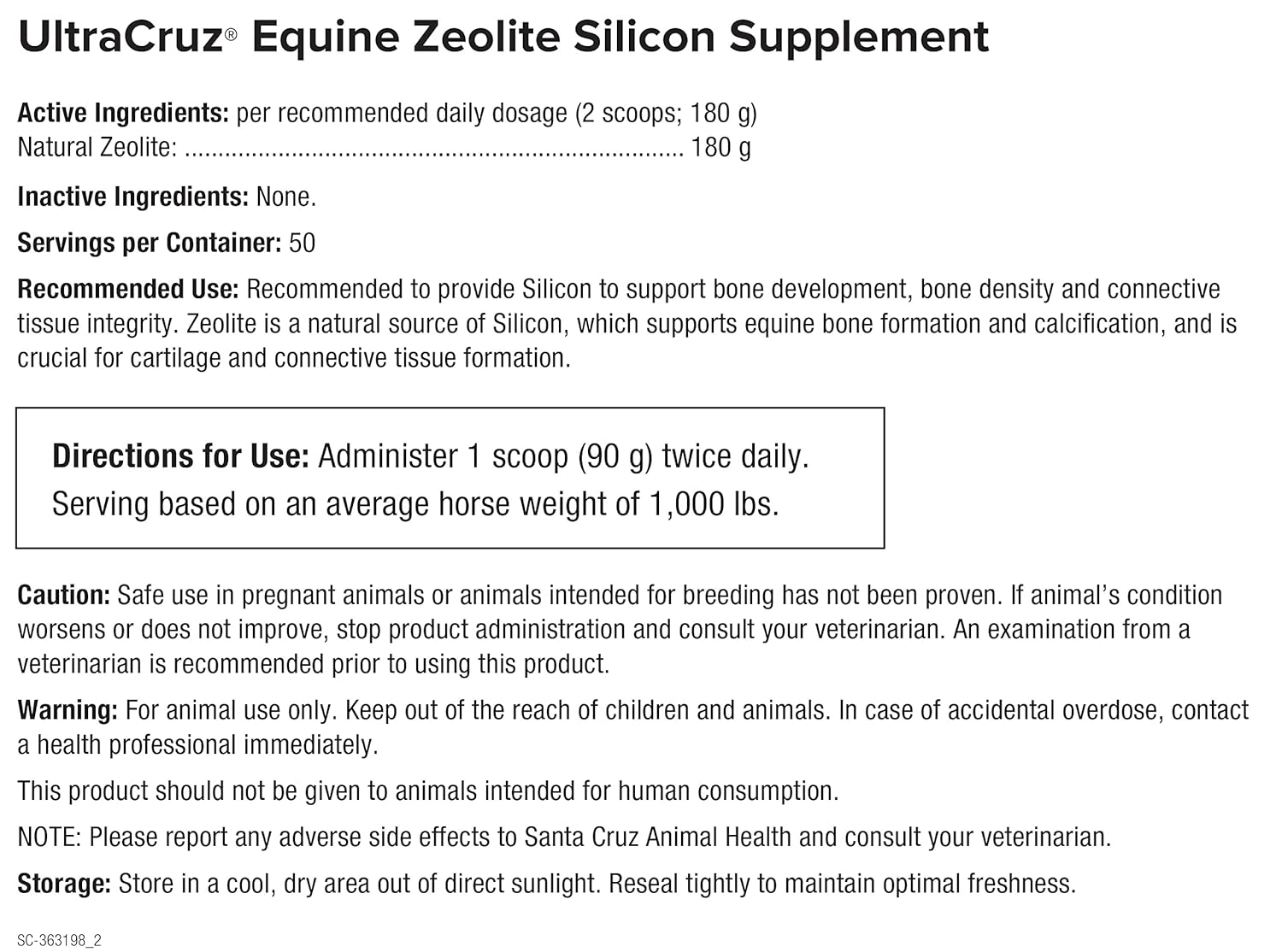 UltraCruz Equine Zeolite Silicon Supplement 10 lb Powder - Supports Horse Health - 25 Day Supply