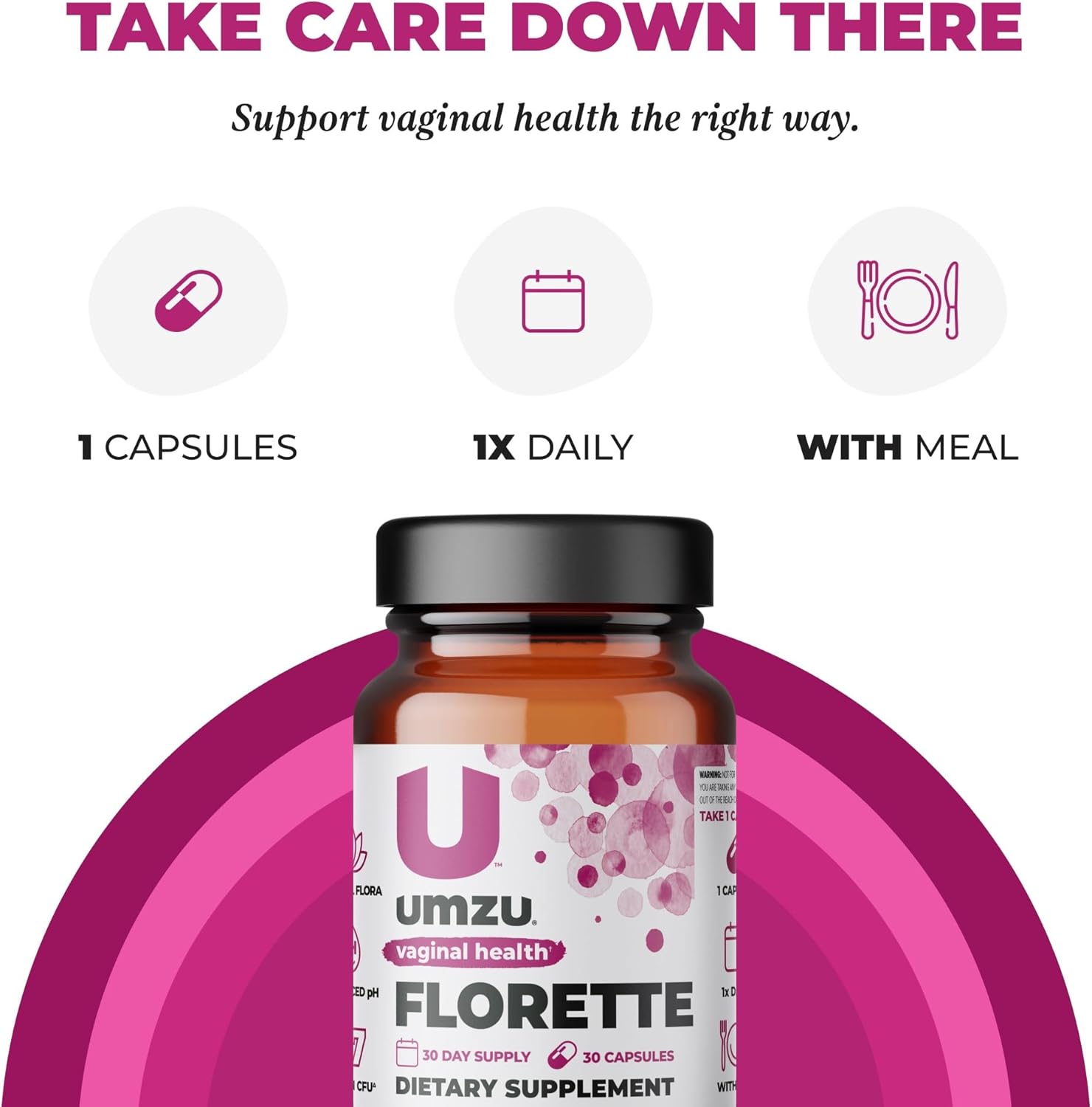 UMZU Florette Vaginal Probiotic with Cranberry Extract for Women | Promotes Vaginal pH Balance, Odor Control, UTI Prevention | 37B CFU | 30 Capsules