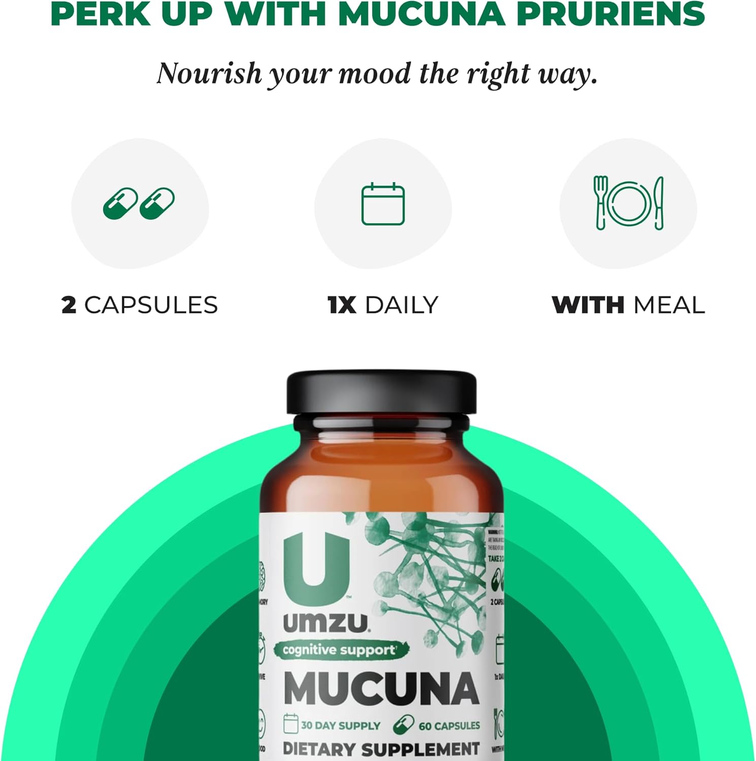 UMZU Mucuna Pruriens Capsules - Supports Dopamine Production, Brain Health, Memory & Well-being - Antioxidants & Hormone Support - 30 Day Supply
