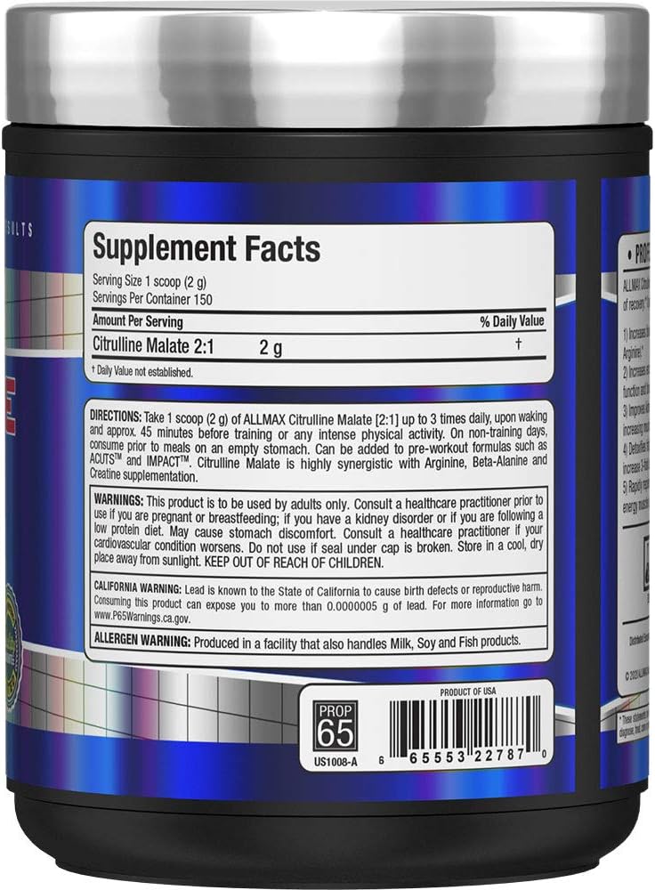 Unflavored ALLMAX Nutrition Citrulline Malate Powder - 300g Size