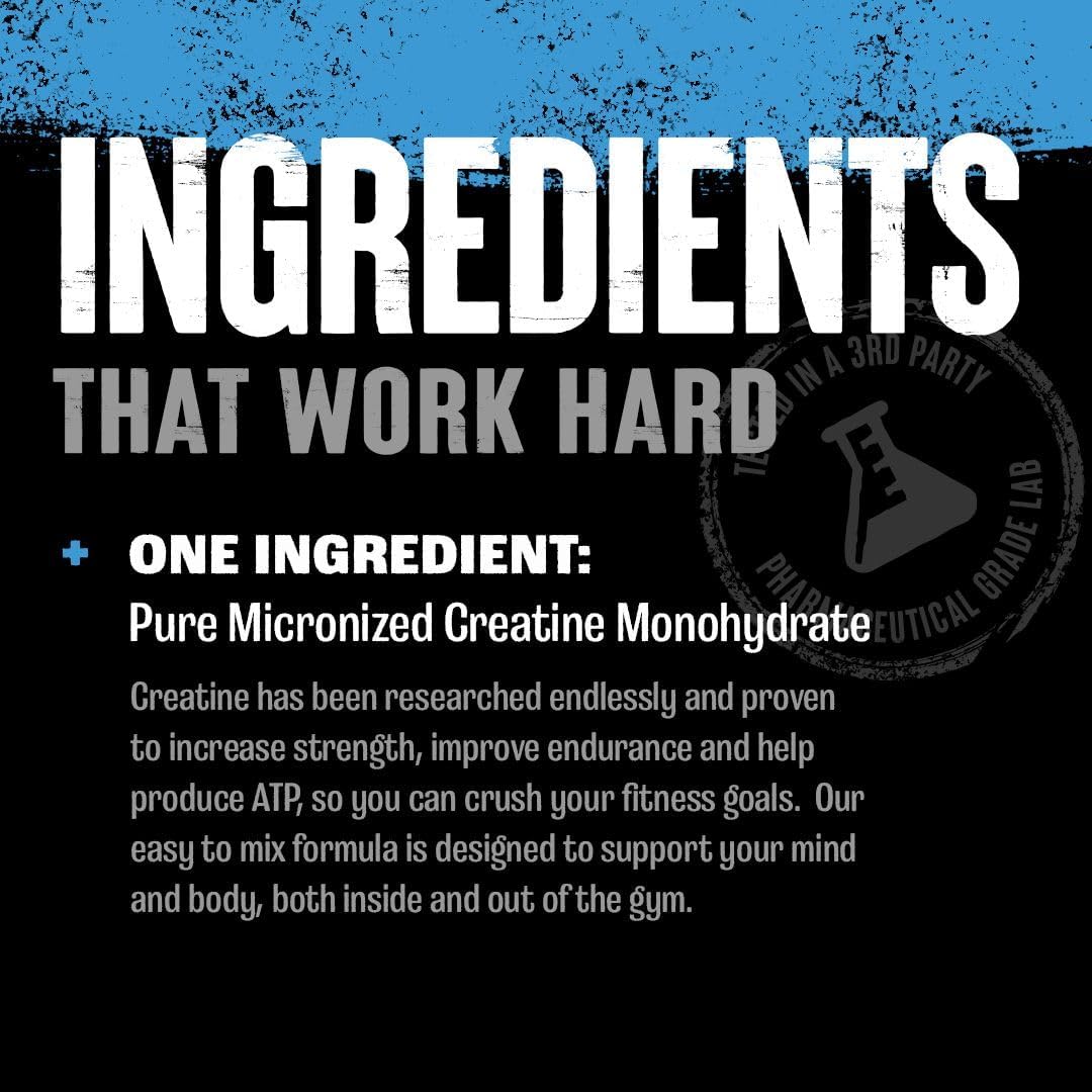 Unflavored Animal Micronized Creatine Monohydrate Powder 300g - Supports Muscle Growth, Endurance, Strength, Recovery, and Cognitive Function - ATP Production - for Men & Women
