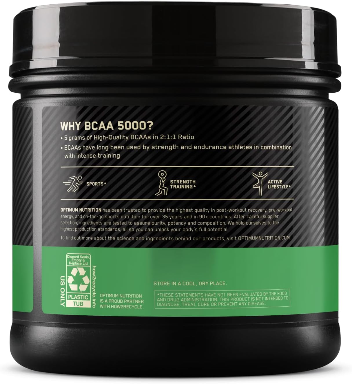 Unflavored BCAA Powder for Keto Diet, 5000mg, 60 Servings - Optimum Nutrition