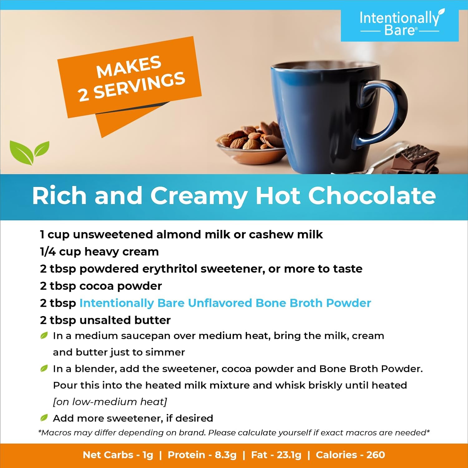 Unflavored Bone Broth Collagen Peptides Powder - Dairy Free Type 1 & 3, Pasture Raised, Grass Fed Protein for Gut & Joints - 20 Servings