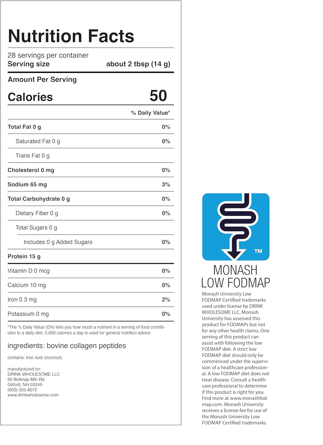 Unflavored Collagen Protein Powder for Sensitive Stomachs - Gut Friendly, Low FODMAP, Dairy & Lactose Free - AIP, Carnivore & Paleo Friendly - Safe for Kids & Seniors