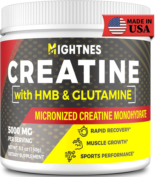Unflavored Creatine Powder with HMB for Muscle Growth & Recovery - Micronized Creatine Monohydrate for Men and Women, 30 Servings