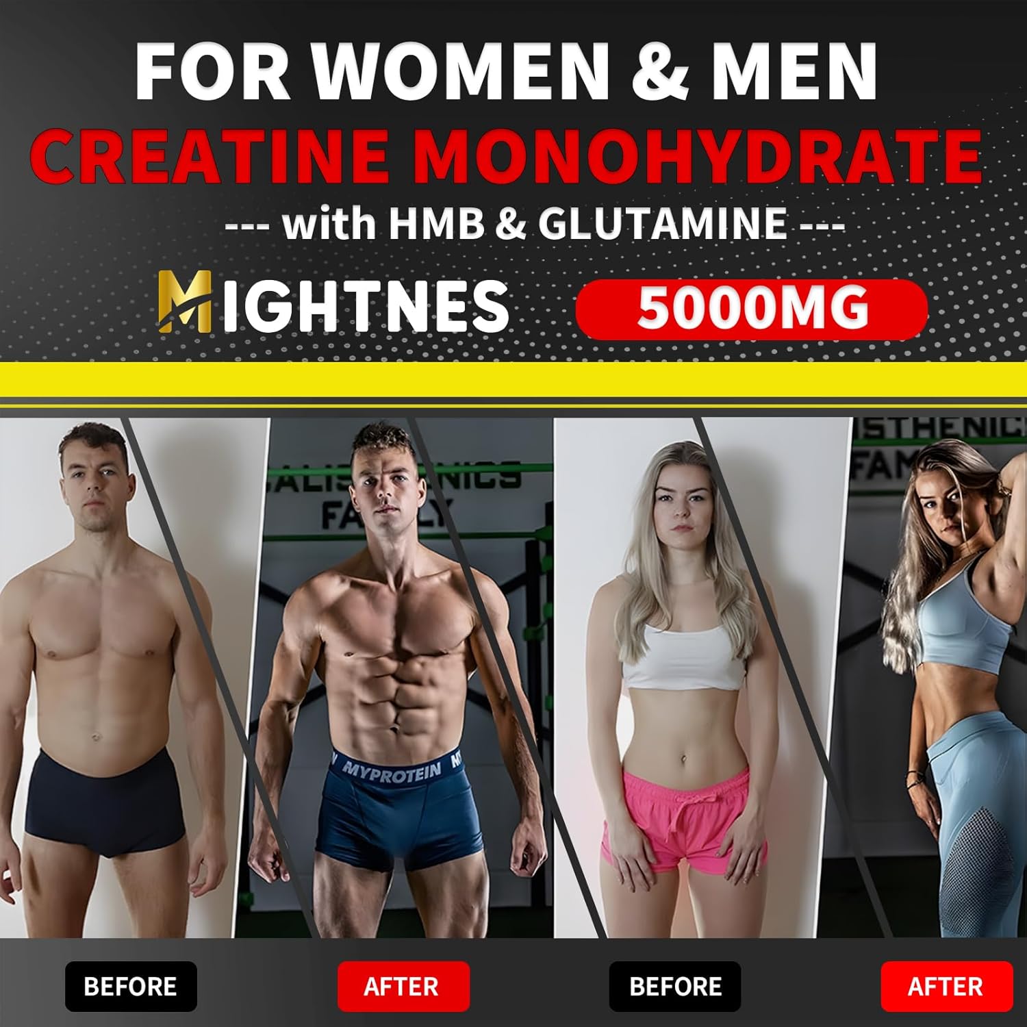 Unflavored Creatine Powder with HMB for Muscle Growth & Recovery - Micronized Creatine Monohydrate for Men and Women, 30 Servings