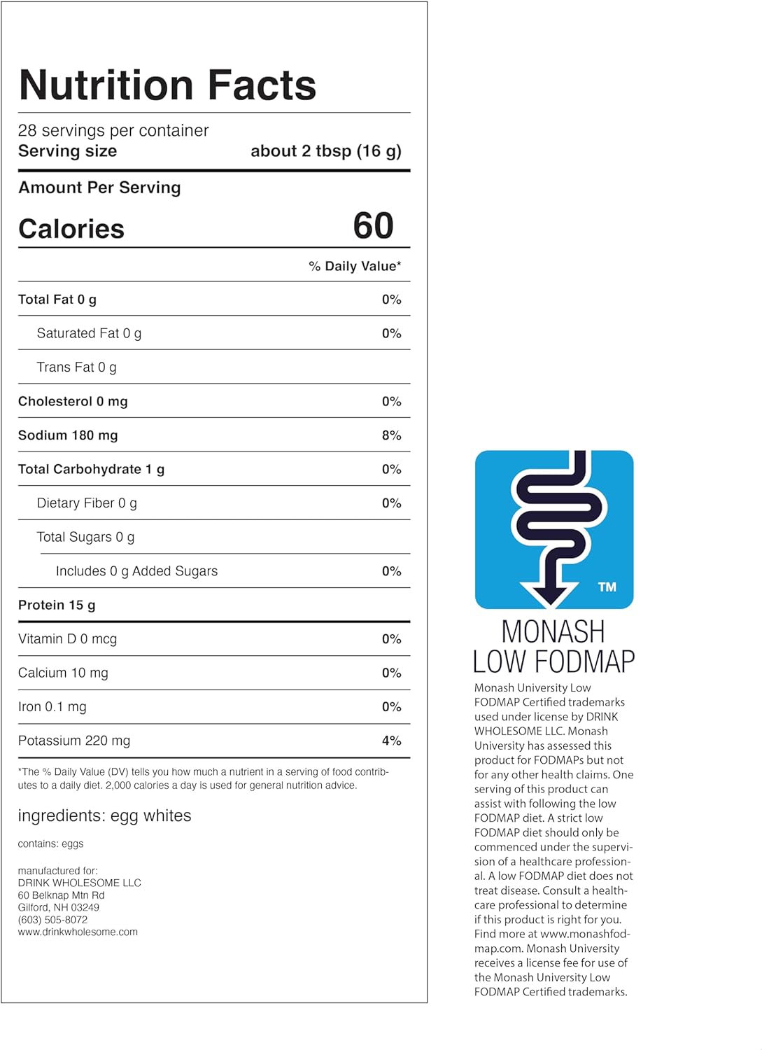 Unflavored Egg White Protein Powder for Sensitive Stomachs - Gut Friendly, Low FODMAP, Dairy & Lactose Free - Carnivore & Paleo - Safe for Kids & Seniors