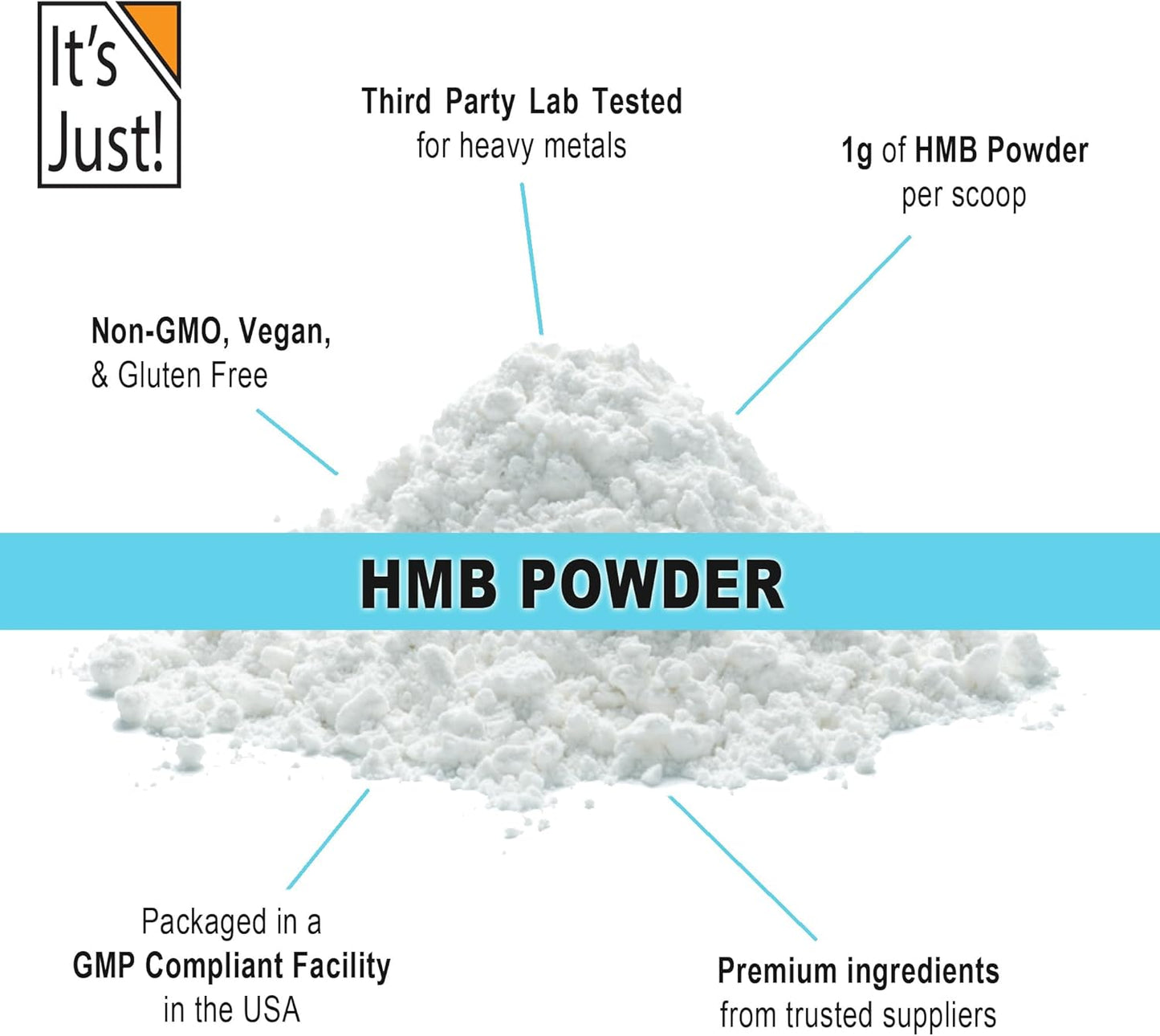 Unflavored HMB Powder 250g - Beta-Hydroxy Beta-Methylbutyrate Free Acid - GMP Compliant - Third-Party Tested