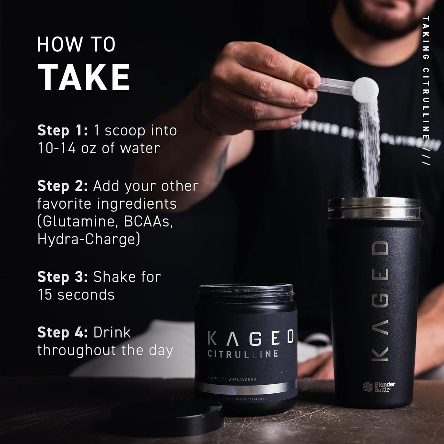 Unflavored Kaged Premium L-Citrulline Powder - Boost Nitric Oxide, Enhance Muscle Pumps, Improve Vascularity - 100 Servings