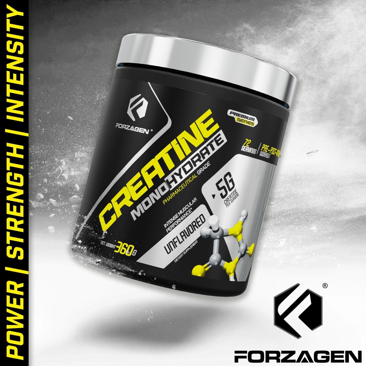 Unflavored Micronized Creatine Monohydrate Powder for Muscle Gain - 72 Servings for Men and Women