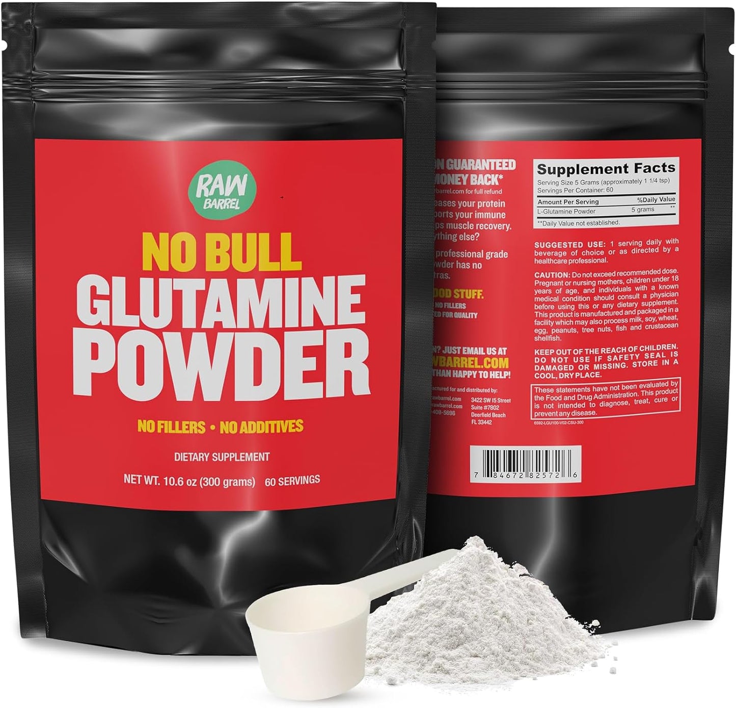 Unflavored Micronized L-Glutamine Powder - Non GMO, 300g Vegan Supplement