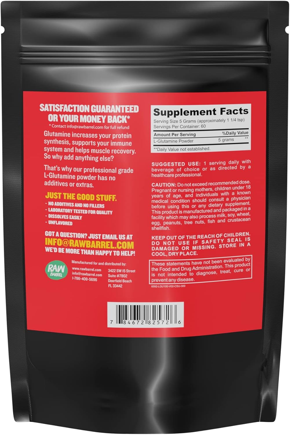 Unflavored Micronized L-Glutamine Powder - Non GMO, 300g Vegan Supplement