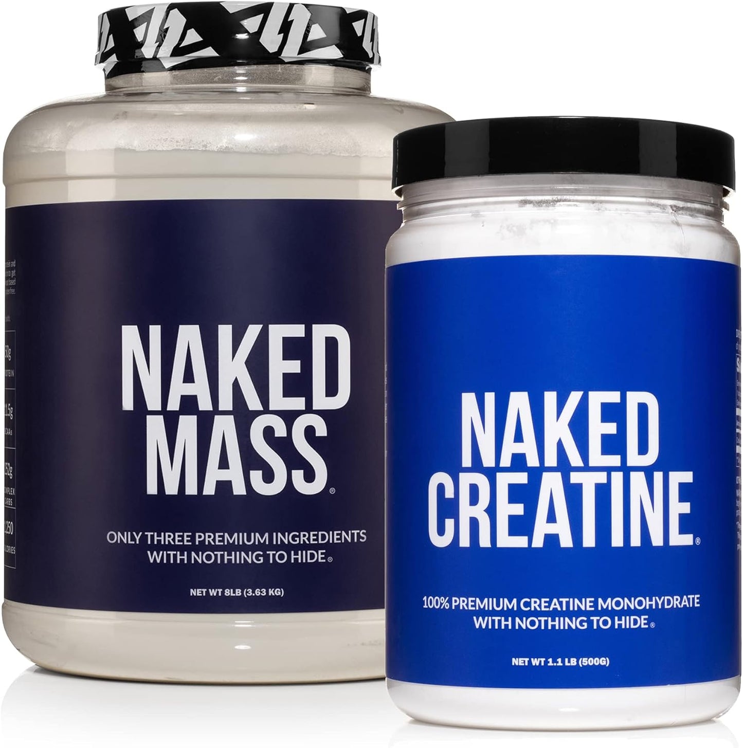 Unflavored Naked Nutrition Muscle Growth Bundle: Naked Mass and Creatine for Strength and Recovery