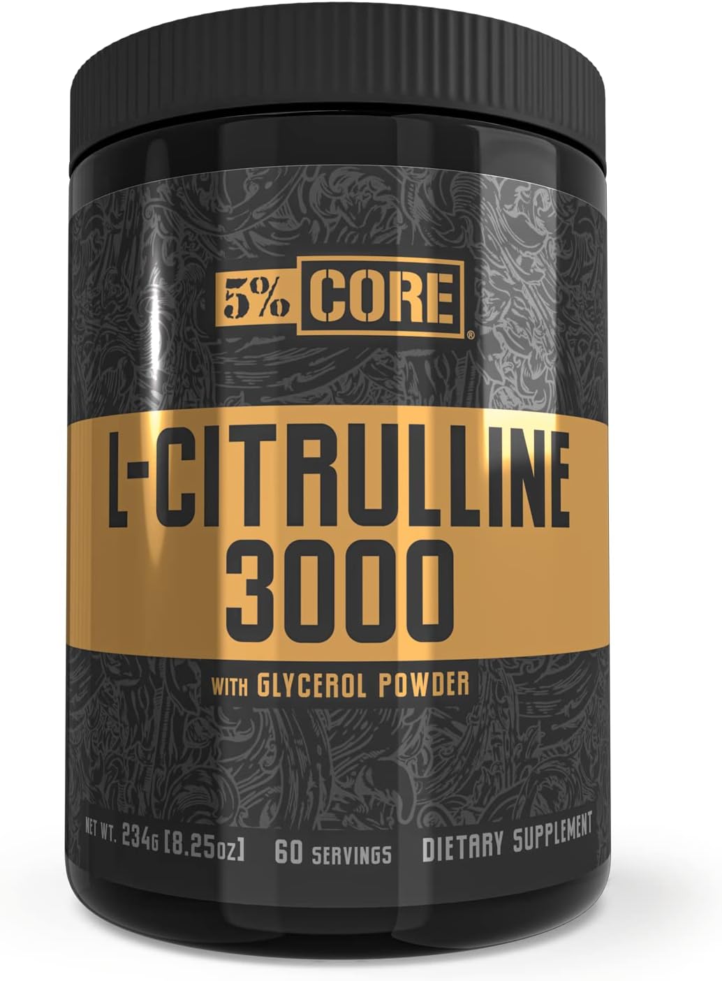 Unflavored Nitric Oxide Booster & Muscle Pump Supplement with Glycerol | 5% Nutrition Core L-Citrulline 3000 | Pre-Workout Additive (60 Servings)