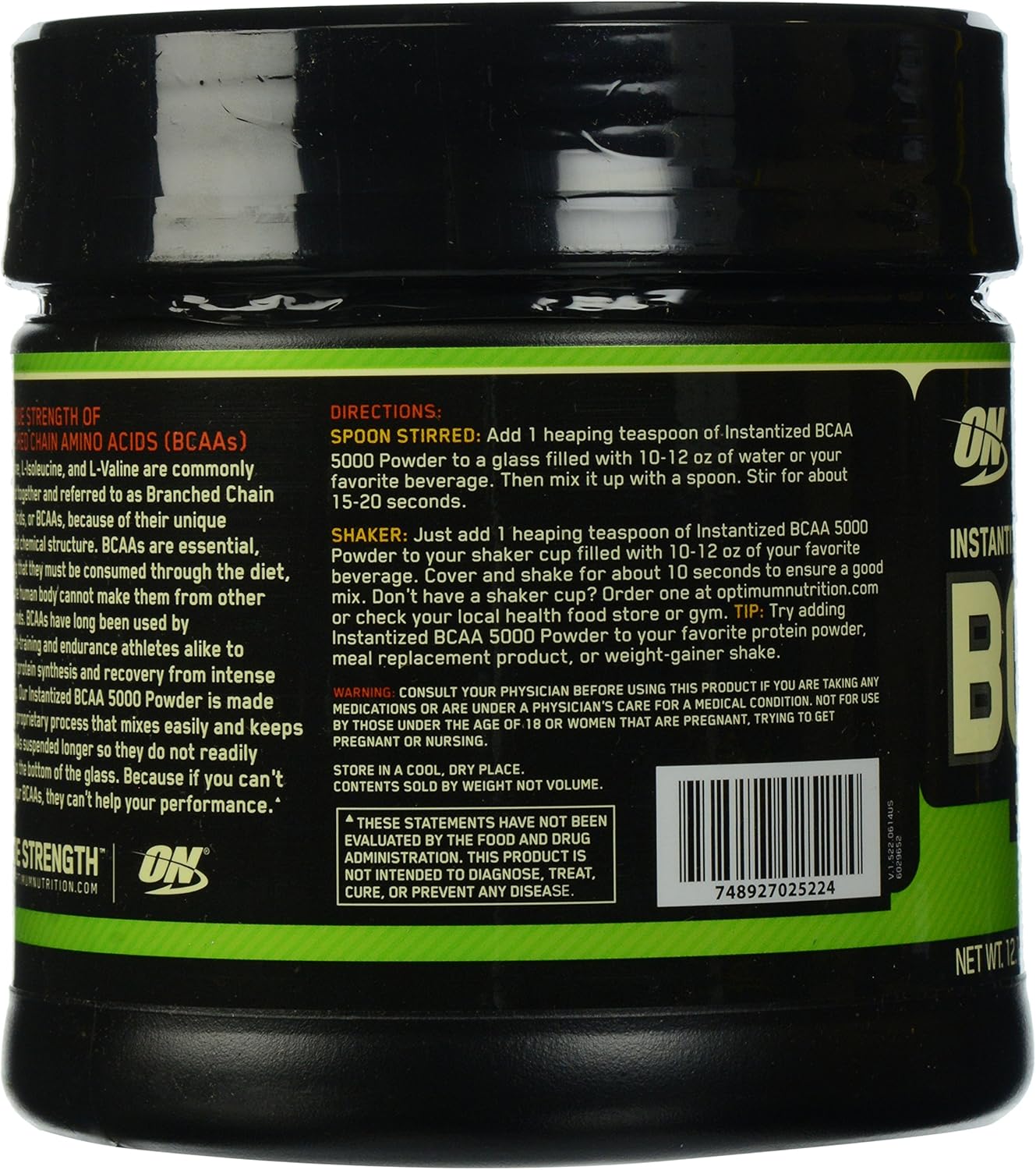 Unflavored Optimum Nutrition BCAA Powder - 5000mg, Keto-Friendly, 60 Servings