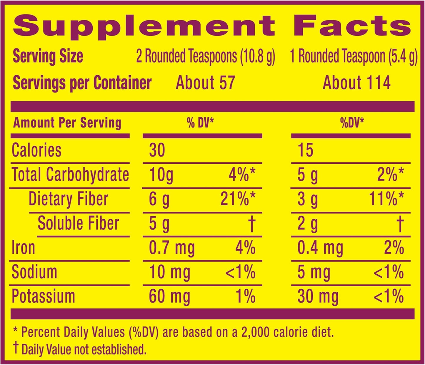 Unflavored Psyllium Husk Powder Fiber Supplement, No Added Sweeteners, 4-in-1 Digestive Health Powder - 114 teaspoons - #1 Doctor Recommended Brand