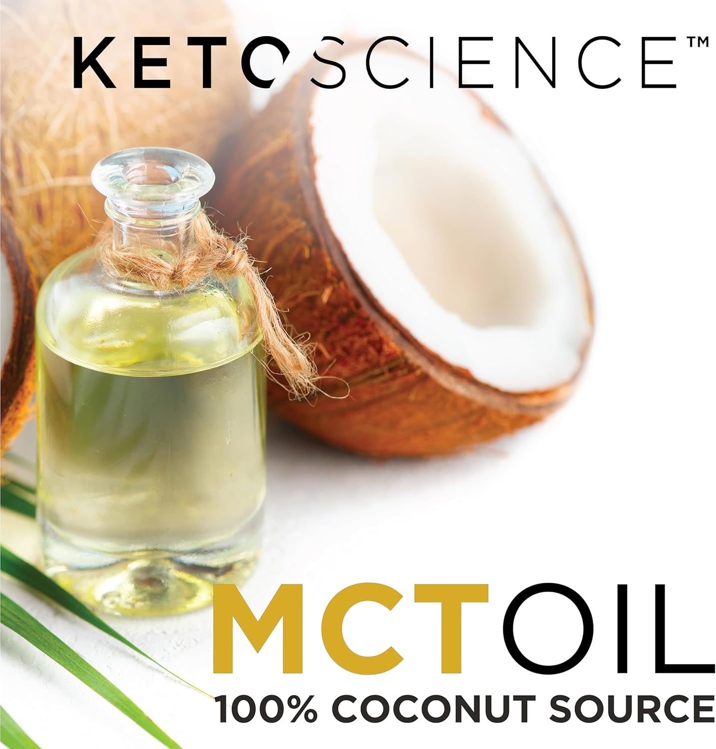 Unflavoured Keto Science MCT Oil Dietary Supplement - 100% Coconut-Based for Sustained Natural Energy, Fat Burning, and Weight Loss - 15 Fl Oz