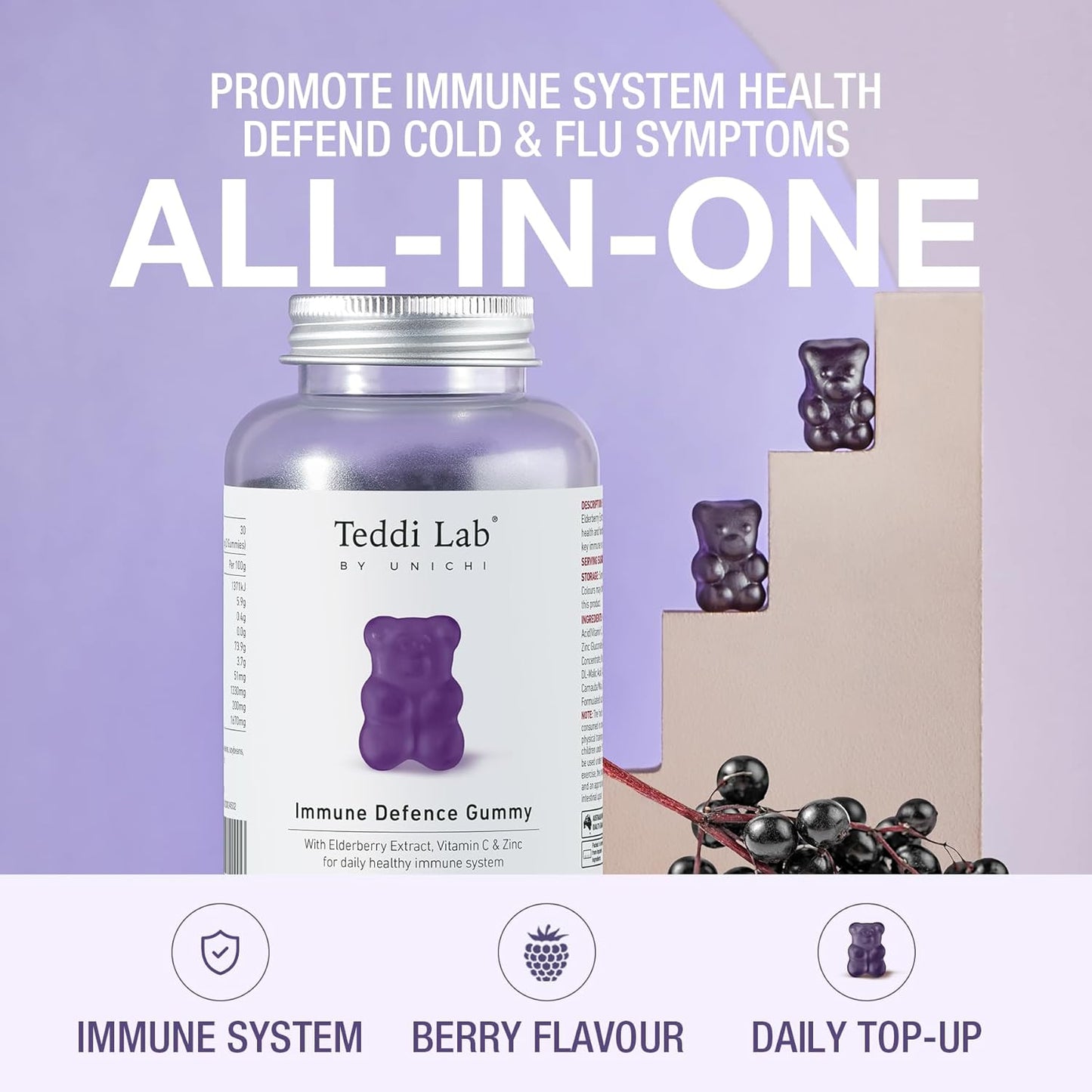 Unichi Eye Health and Immune Defence Gummy Supplement