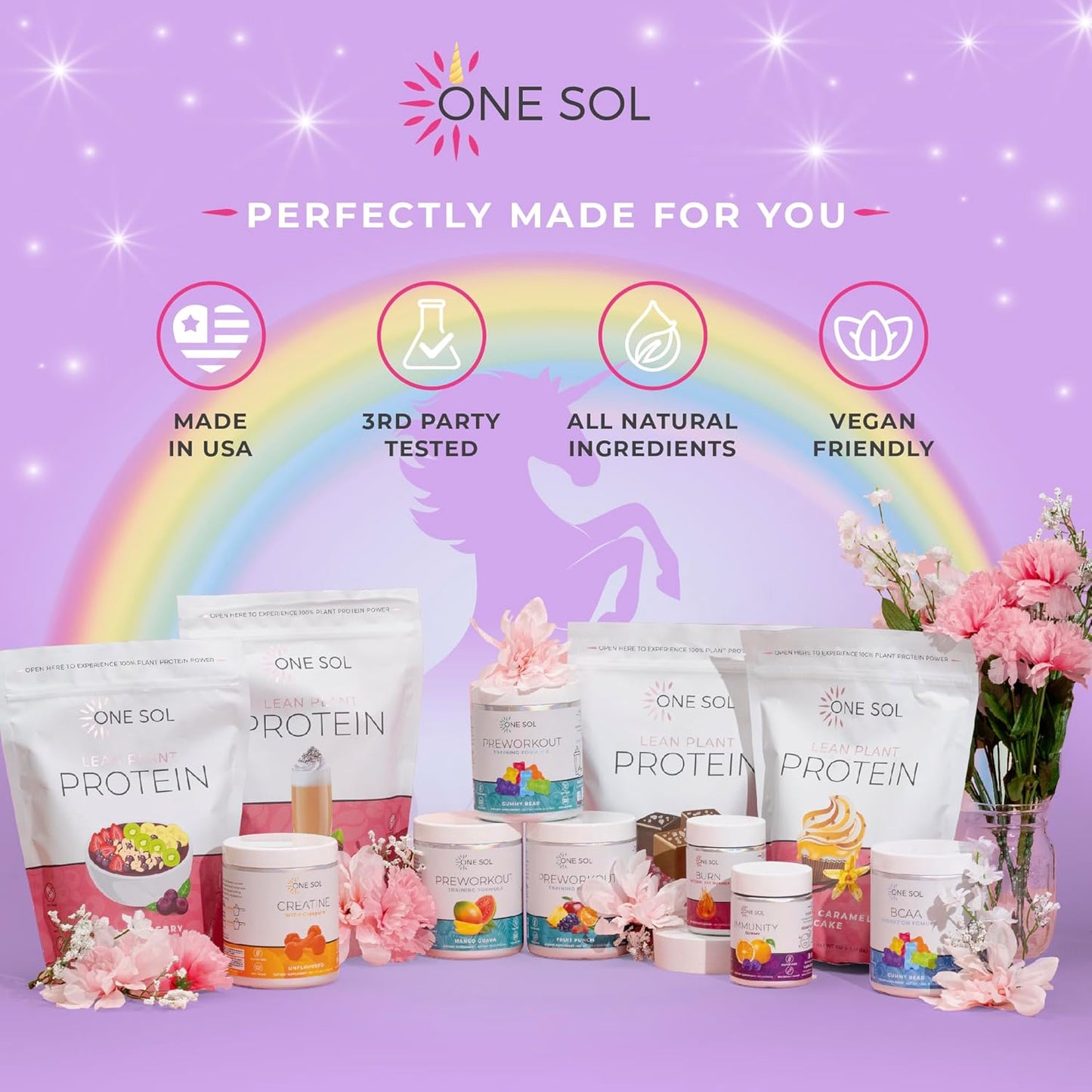 Unicorn Milkshake Plant-Based Protein Powder - Lean, Low Carb, Gluten Free, Lactose-Free, No Sugar Added, Soy Free, Non-GMO - Vegan Friendly Formula with No Bloating