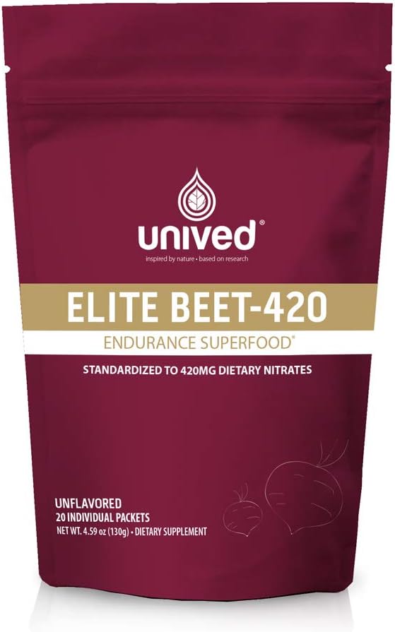 Unived Elite Beet-420: 420mg Nitrate Beetroot Extract for Endurance | Vegan Pre-Workout Superfood with 6.5% Dietary Nitrate | Caffeine-Free for Athletes | 20 Servings