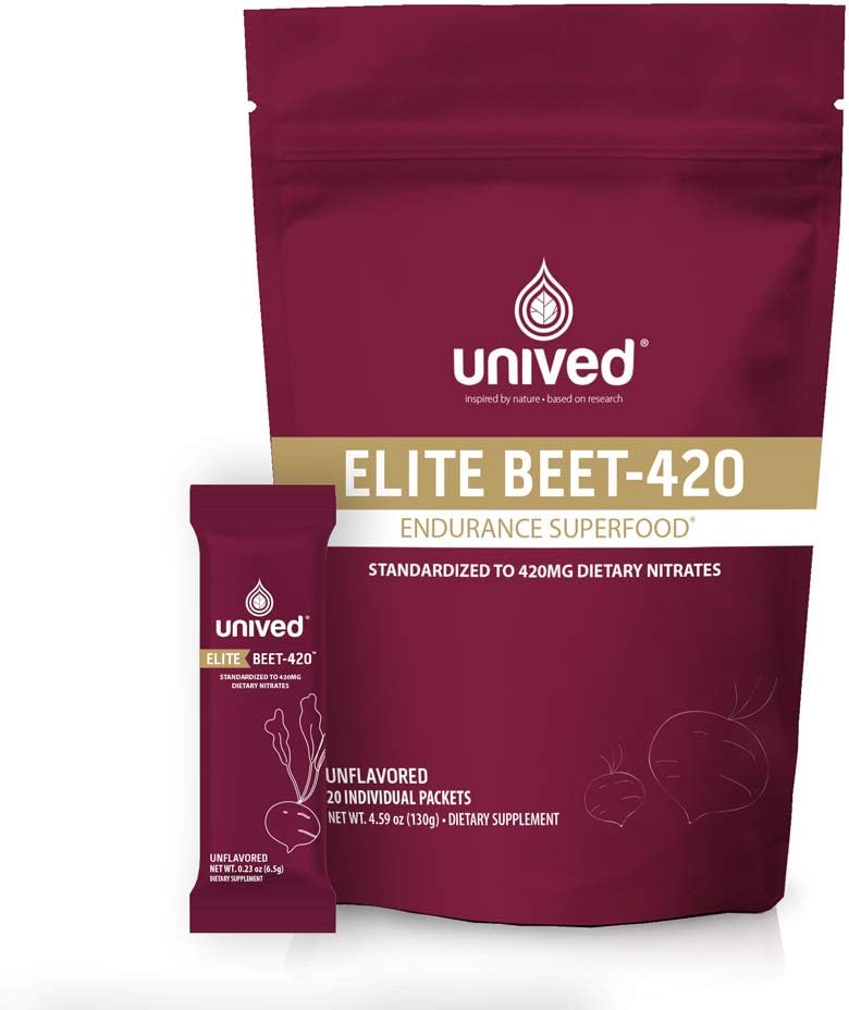 Unived Elite Beet-420: 420mg Nitrate Beetroot Extract for Endurance | Vegan Pre-Workout Superfood with 6.5% Dietary Nitrate | Caffeine-Free for Athletes | 20 Servings
