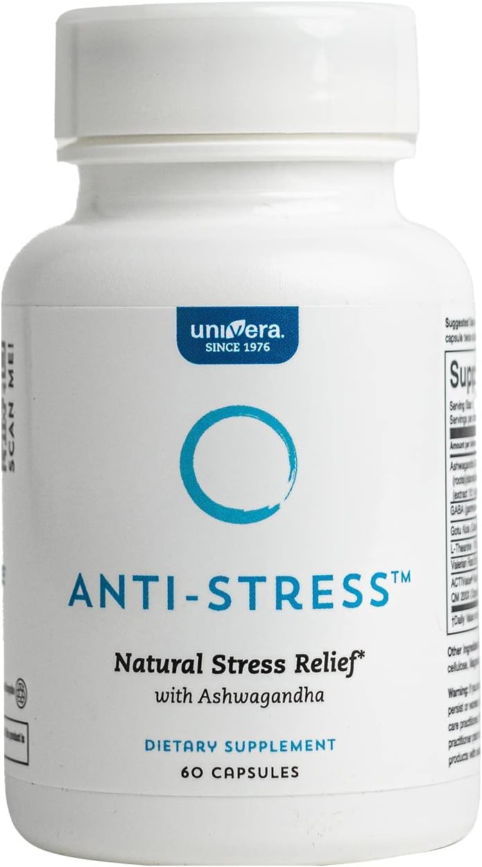 Univera Anti-Stress Supplement with Ashwagandha, GABA, L-Theanine, Gotu Kola - 60 Capsules