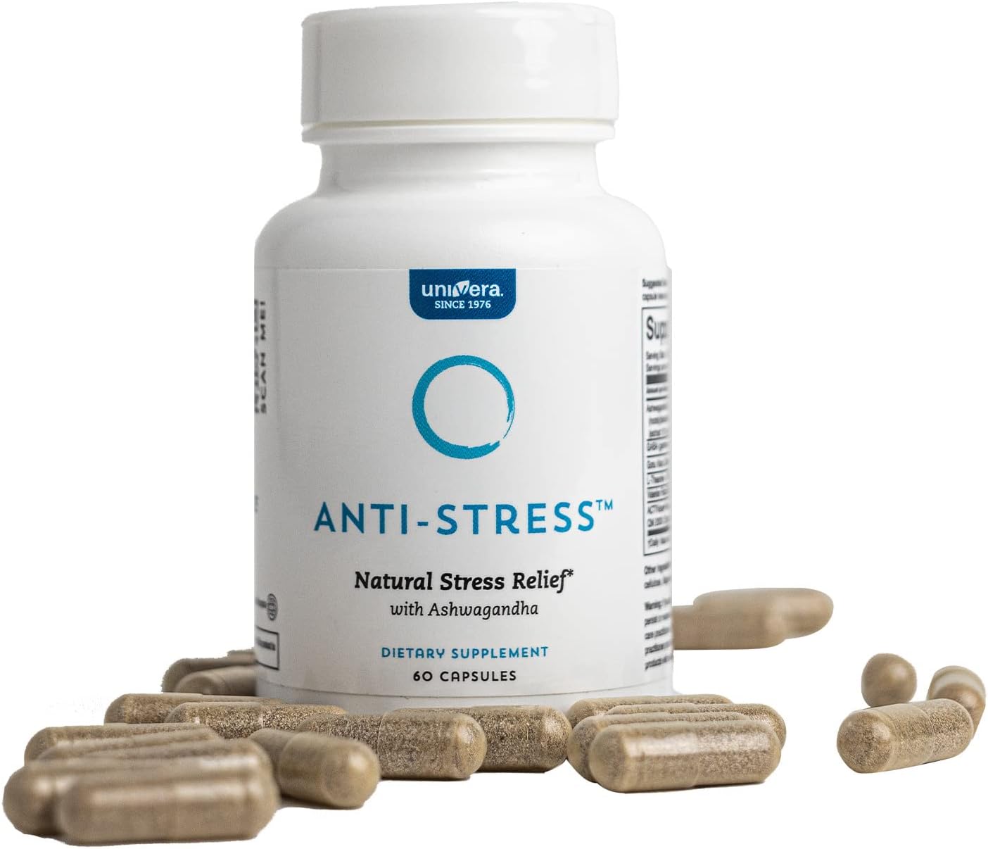 Univera Anti-Stress Supplement with Ashwagandha, GABA, L-Theanine, Gotu Kola - 60 Capsules