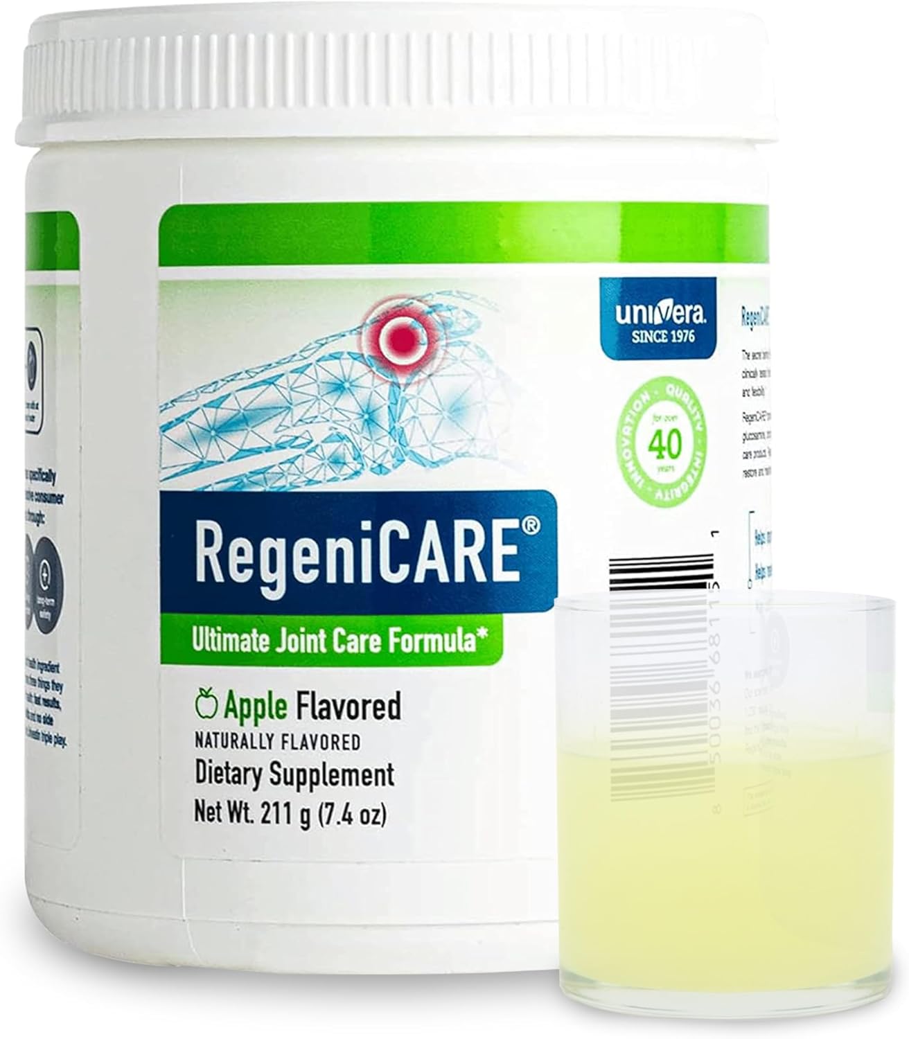 Univera RegeniCARE Green Apple Powder - Joint Health Support with Glucosamine, Chondroitin, MSM, and Univestin - 30-Day Supply