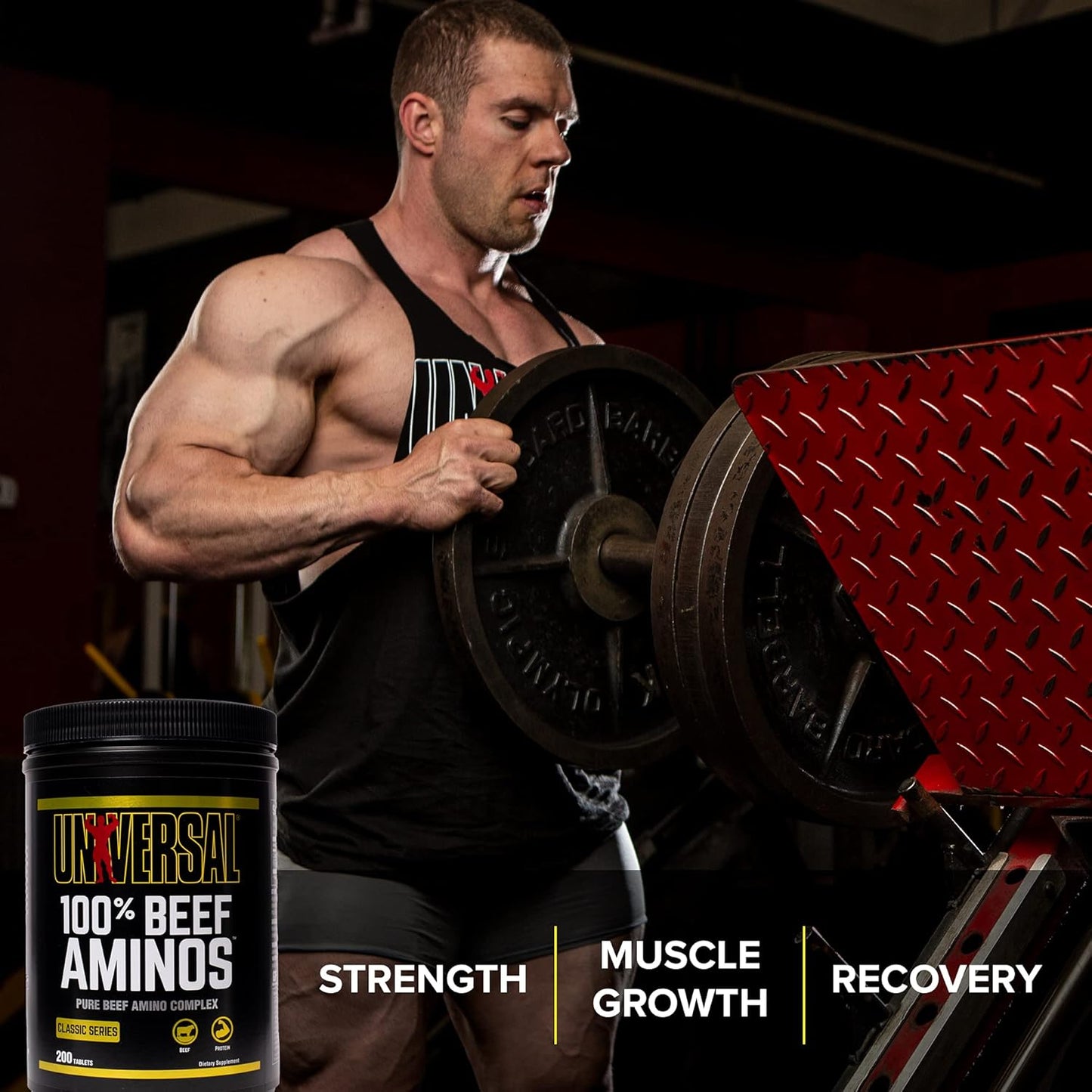 Universal Nutrition 100% Beef Aminos: 3g Beef Protein Isolate Tablets for Recovery and Growth