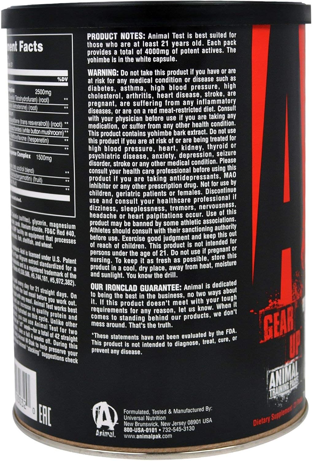 Universal Nutrition Animal Test - 21 Paks for Enhanced Performance and Muscle Growth