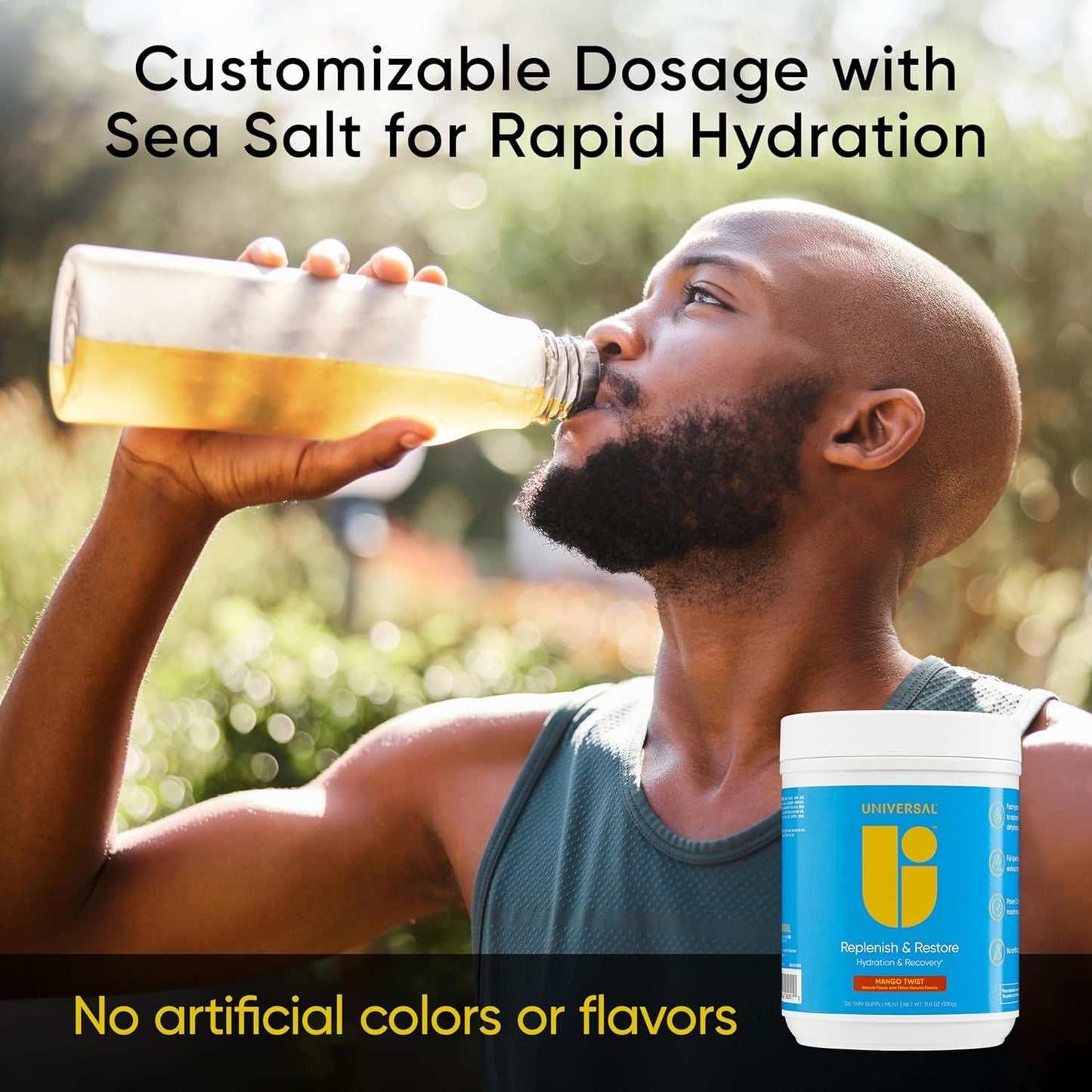Universal U Replenish & Restore Powder - Hydration, Recovery, Muscle Repair, Growth - Custom Dosing, L-Lysine, L-Glutamine, L-Tryptophan - No Artificial Flavors - 30 Servings (Mango Twist)