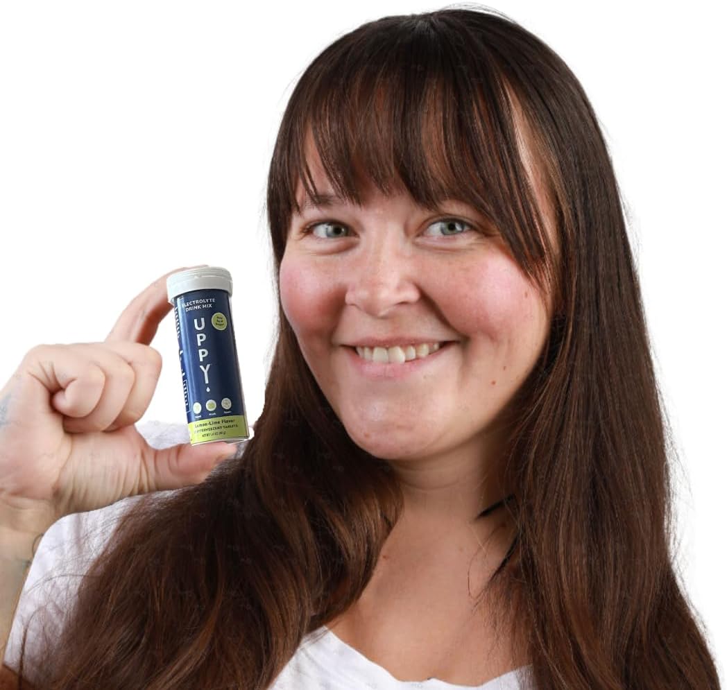 Uppy! Electrolyte Hydration Tablets for Travel, Jet Lag, Sports Recovery - Natural Lemon-Lime Flavour, GMO & Gluten Free - 10 Pack