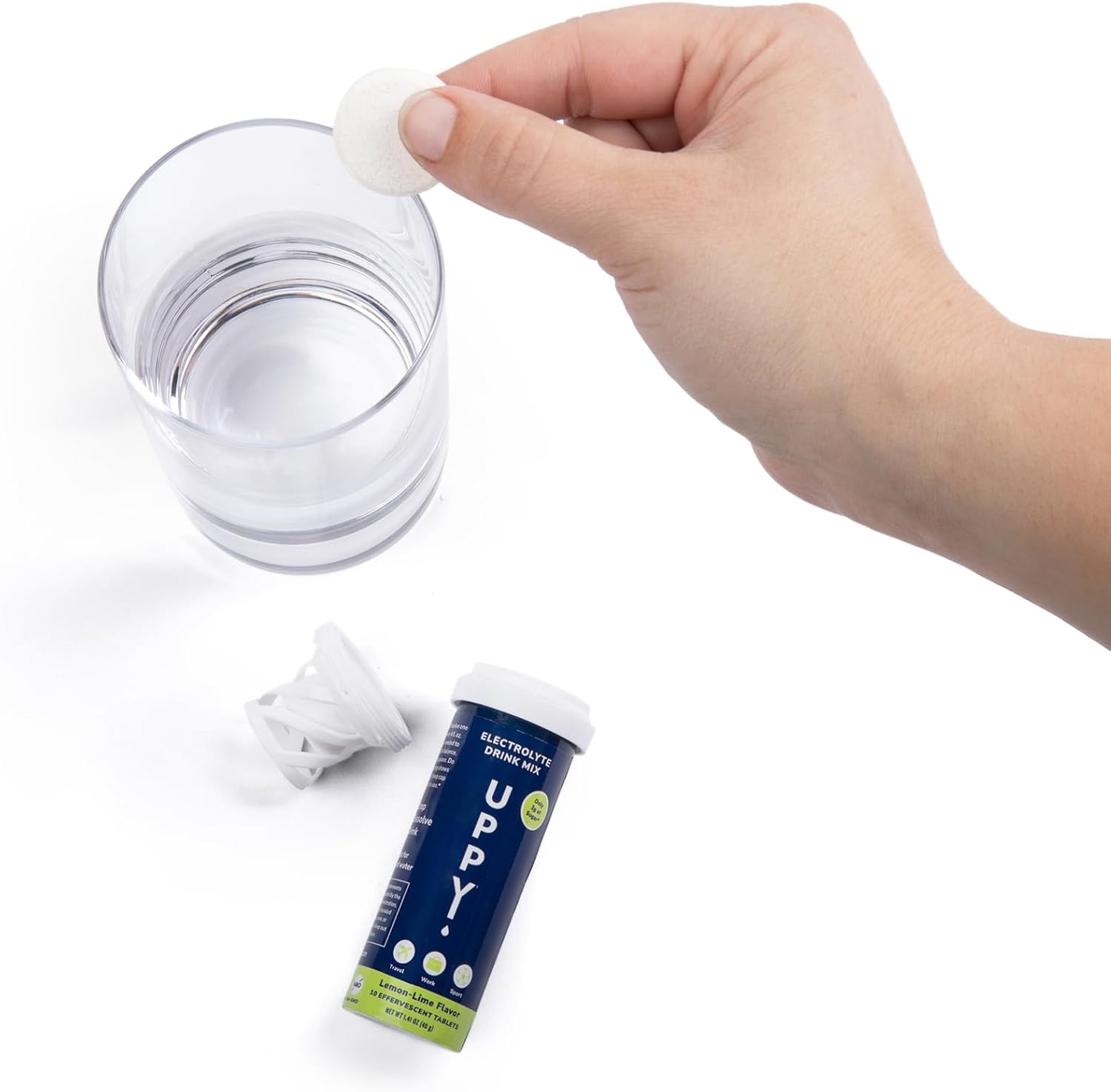 Uppy! Electrolyte Hydration Tablets for Travel, Jet Lag, Sports Recovery - Natural Lemon-Lime Flavour, GMO & Gluten Free - 10 Pack