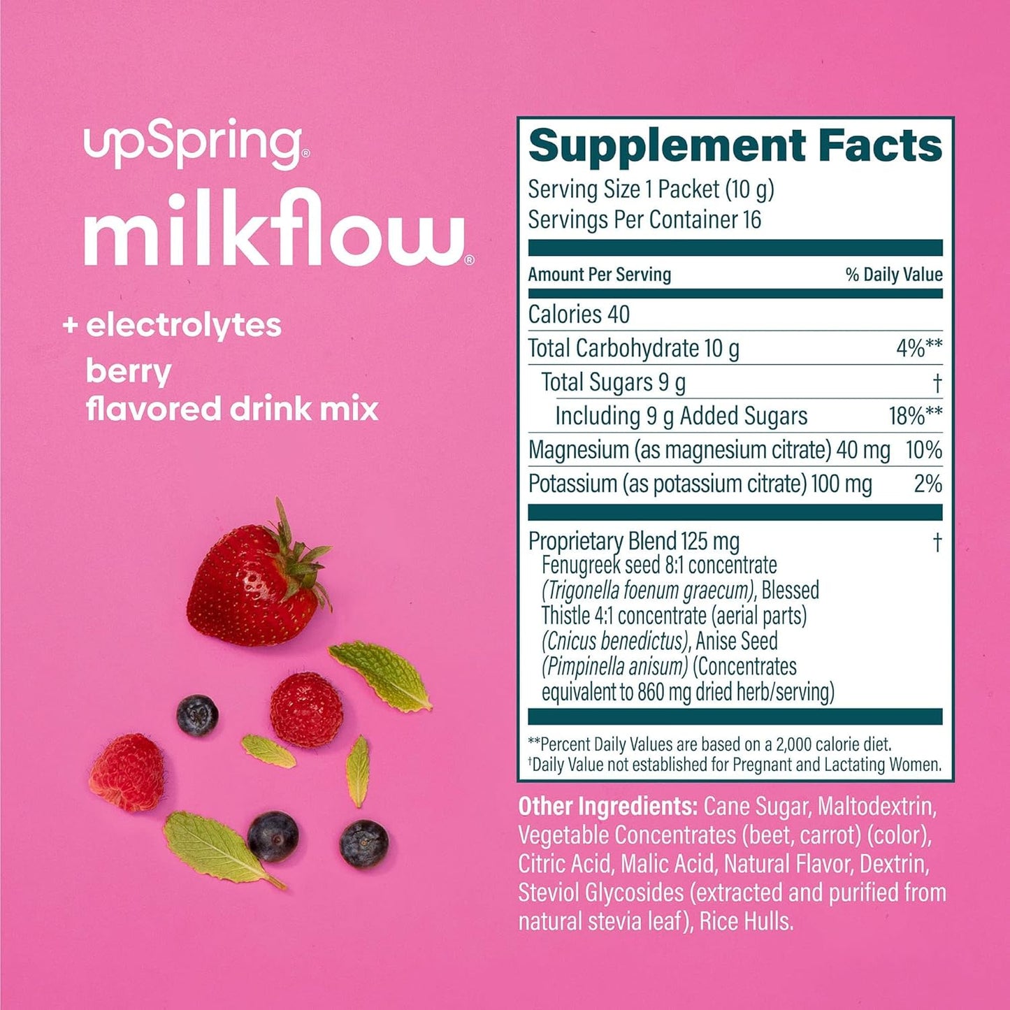 UpSpring Milkflow Electrolyte Berry & Chocolate Drink Mixes - Fenugreek Breastfeeding Supplement for Milk Supply Support