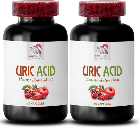 URIC ACID Cranberry and Pomegranate Supplement for Men and Women - High Uric Acid Symptoms and Causes - 2 Bottles