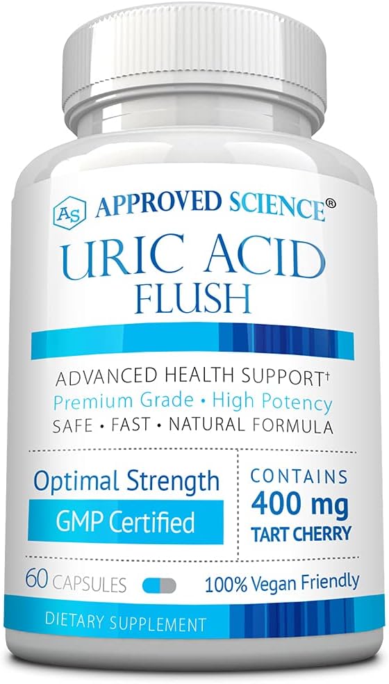 Uric Acid Flush Capsules with Folic Acid and Tart Cherry - 1 Month Supply - Approved Science®