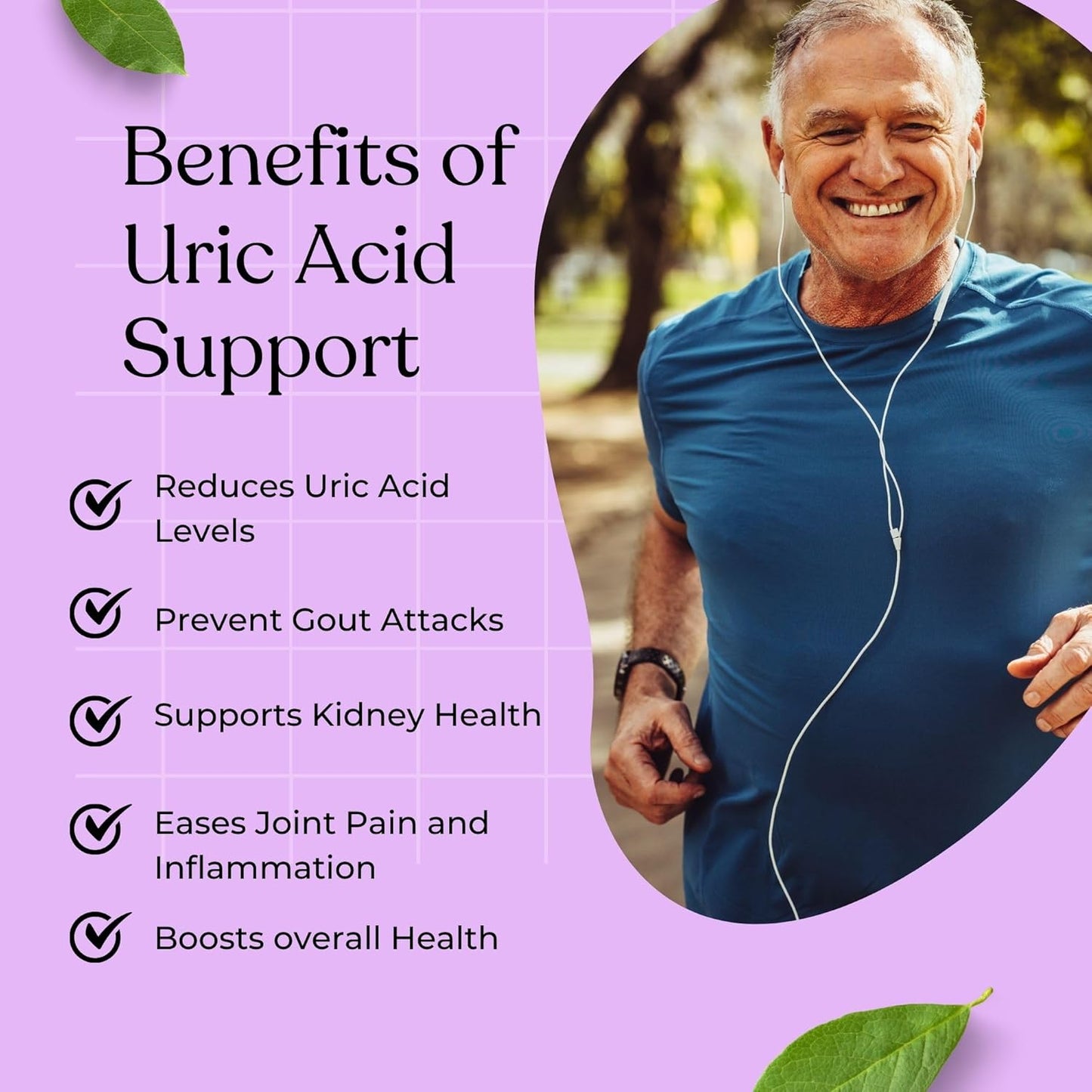 Uric Acid Support Advanced Formula with Tart Cherry, Celery & Turmeric - 60 Veg Caps - Joint Health Support & Detox - Non GMO